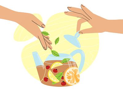 some mint 2d illustration adobe illustrator design food hands illustration procreate team vector