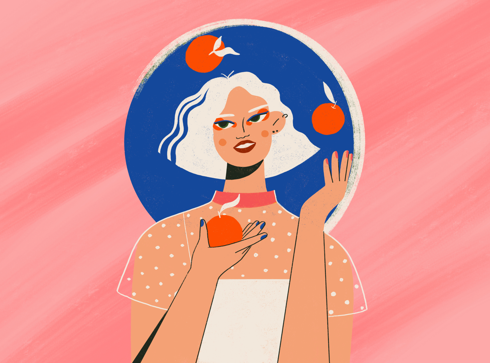 girl with clementines character design flat girl illustration procreate