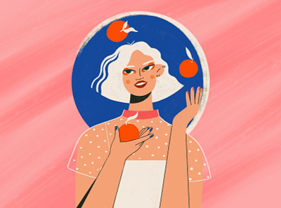 girl with clementines character design flat girl illustration procreate