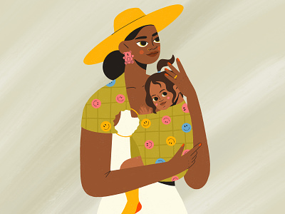 mother and child character child design family girl illustration mother portrait procreate