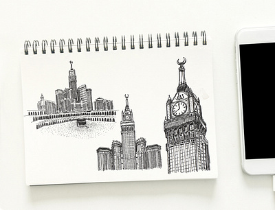 Zam-zam Tower Sketch doodles hand drawn illustration sketch