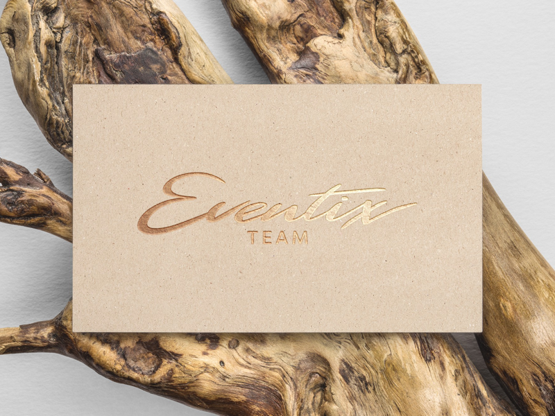 Logo Eventix brand mockup gold embossed logo design logo typography hand lettering creative design branding