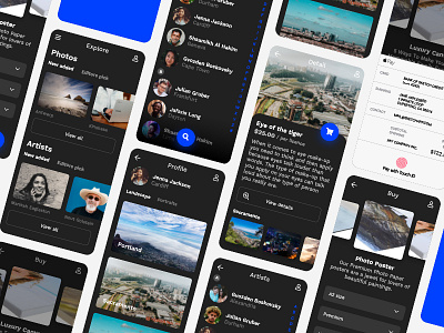 PhotoArt App Concept app apple pay application clean cover dark design minimal mobile ui ux