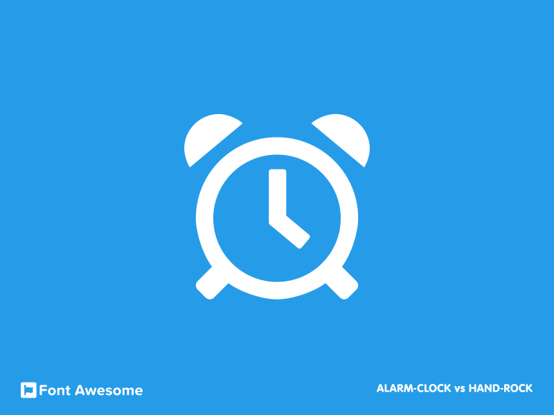 #8 alarm-clock vs hand-rock icon animation (Font Awesome series) animation creative flat font awesome funny icon illustration minimal symbol vector