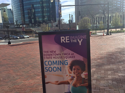 Hartford CT YMCA Poster coming soon enhanced brand exercise print sandwich board