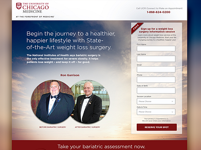 Start Your Weight Loss Journey form landing page offer sunrise