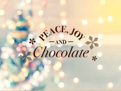Peace, Joy, and Chocolate chocolate holiday wishes lights snowflakes