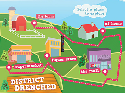 District Drenched Game Design explore farm map supermarket