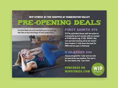 Pre-Opening Deals bootcamp fitness classes postcard small business