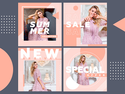 Social media banners ad advertising banner clothes dress fashion geometric girl instagram social media