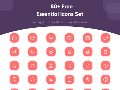80+ Free Essential Icons Set app design brand brand design branding icon icon app icon design icon set iconography icons illustration illustrator webdesign