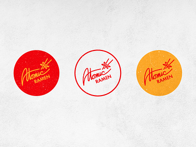 Atomic Ramen Logo 50s atomic branding cursive design food graphic kitsch logo retro texture typography