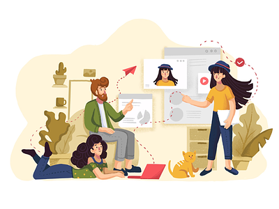 Brainstorming activity brainstorming branding cartoon chating colorful conversation happy illustration job meeting people person startup vector