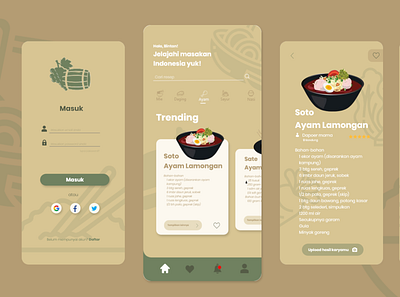Indonesian food app design flat illustration ui