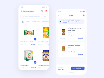 Grocery App app delivery design flat food grocery mobile app simple simple design