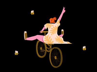 Girl Biking character color design editorial flatdesign graphic design illustration illustrator photoshop texture