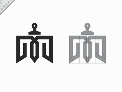 sword + M logo 💥 logo bold monogram m