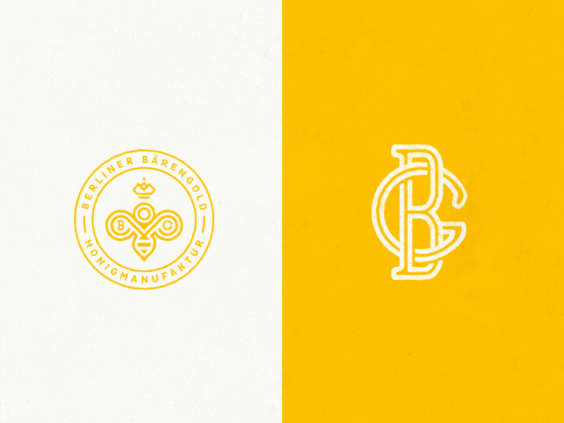 Berliner Bärengold queen crown stamp bee gb bg monogram branding logo identity