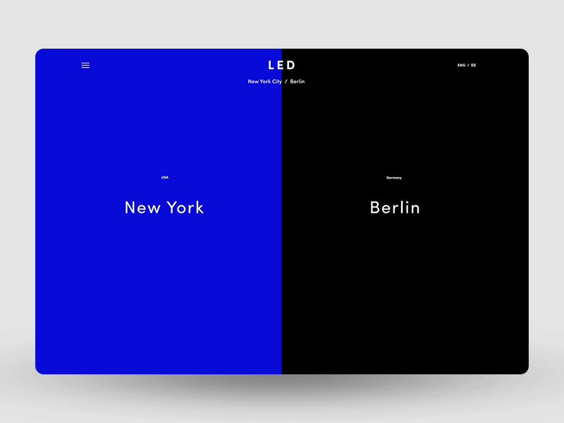 LED – New York City / Berlin animation design engineering interaction minimalism ui ui animation webdesign website