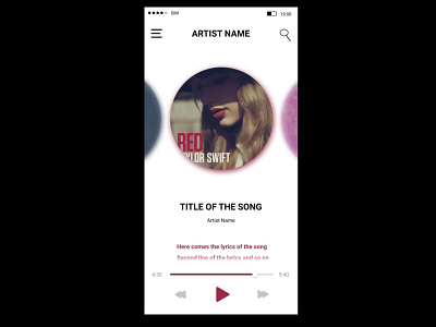Music App app design figma flat illustration minimal music app music app design music player phone app simple taylor swift ui vector