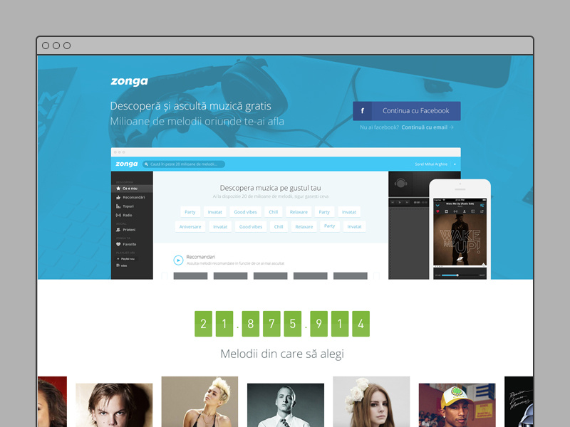 Zonga Landing Page landing page web design user interface design