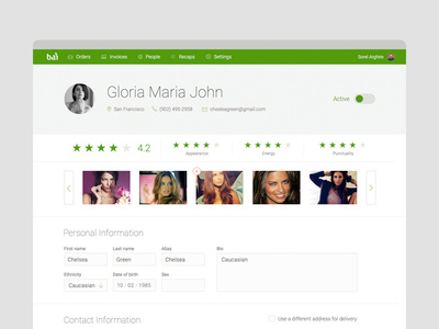 Profile page