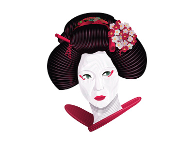 Geisha apparel asian character eye fashion flower geisha graphicdesign illustration illustrator japanese japanese culture lineart logo logodesign package design redlips tshirt