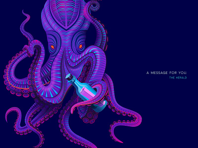 The Herald details apparel banner ad blerus bottle character creature dribbble dribble fish hello herald hero illustration island message octopus party tentacles tshirt underwater