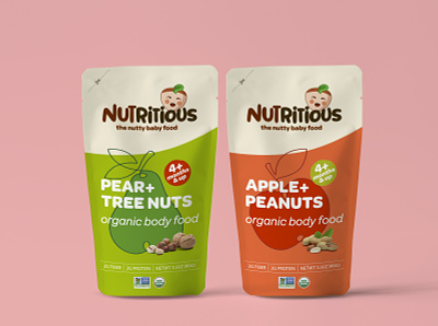 NUTritious package apple baby bio blerus character dribbble food healthy logo logodesign modern nutrition package packagedesign peanuts pear supermarket