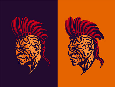 Wild Mohican blerus characterdesign dribbble forest haircut illustration illustrator logoconcept logocore logodesign mohican movie nature pattern punk red tiger tiger logo wild