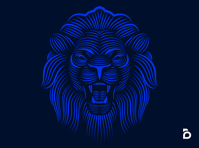 Blue Lion blerus animal blue character illustraion lineart lion stamp thsirt tshirt design wild zodiac sign