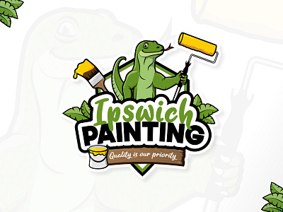 Ipswich Painting Logo animal branding goanna graphic design illustration logo mascot mascot logo