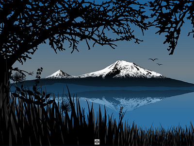 Ararat from Araqs river | Արարատ ararat armenia artwork dribbble graphicdesign illustration masis vector vector illustration vectorart vectorartwork yerevan հայաստան