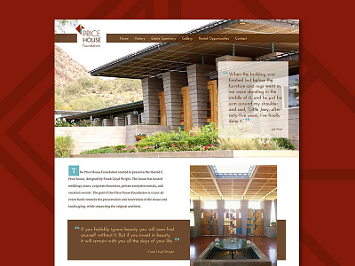 Price House Site arizona concept design frank lloyd wright geometric historic home page price house foundation ui web web design website