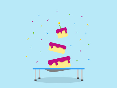 Jump Around! birthday birthday cake cake confetti happy birthday illustration illustrator sprinkles trampoline