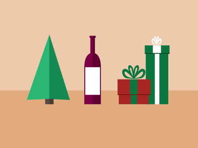 Happy HoHo 2014 christmas gifts holidays illustration presents tree wine