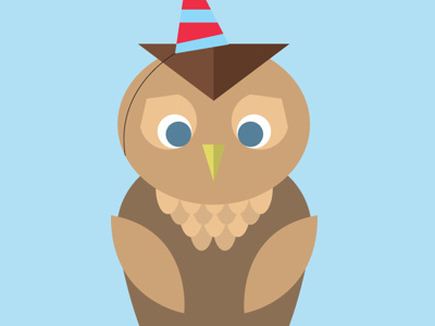 Happy Birthday Owl animal bird birthday card design flat hoot illustration owl simple