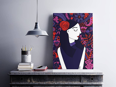 Mysterious peaceful lady love acrylic artist colorful creative doodle lady mandala painting