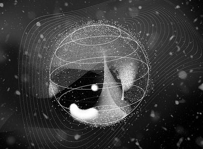 Sphere of Particles 3d black and white illustration photoshop space sphere