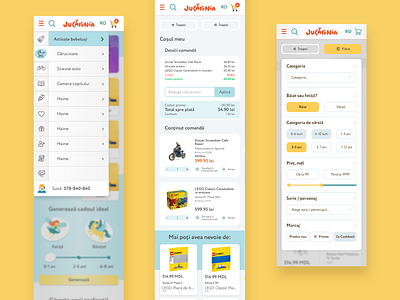Jucarenia - Menu, cart, filters design e commerce website ui ux ux ui web website website design