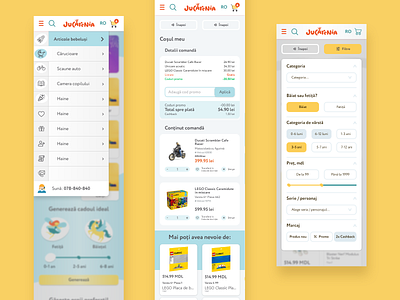 Jucarenia - Menu, cart, filters