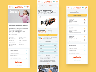 Jucarenia - Confirmation, product page, adresses design e commerce website ui ux ux ui web website website design
