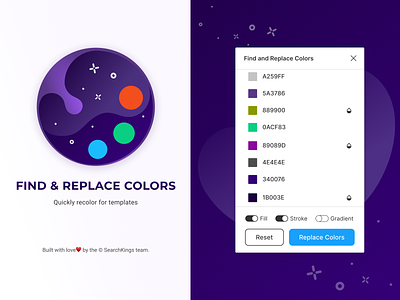 Find and Replace Colors - Figma Plugin app badge colors design system figma icon illustration layout logo minimal plugin react typography ui ux vector web
