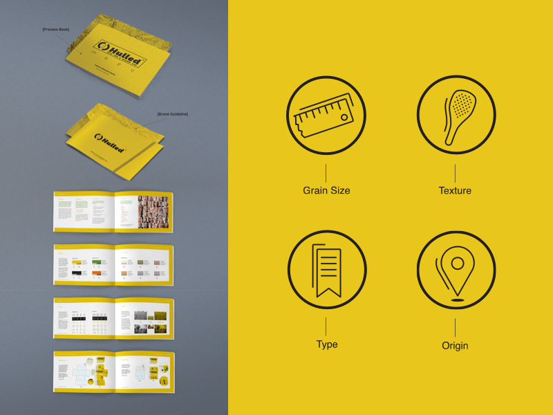 Hulled - Brand Guideline & Process Book type layout graphic design icons branding