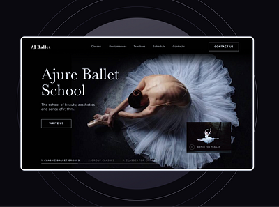 Landing for a Ballet School ballet black dark ui design designer esthetic flat landing landing page minimal ui ux web website
