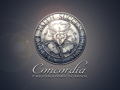 Concordia Preparatory School Logo concordia insignia logo metal reflective seal shield