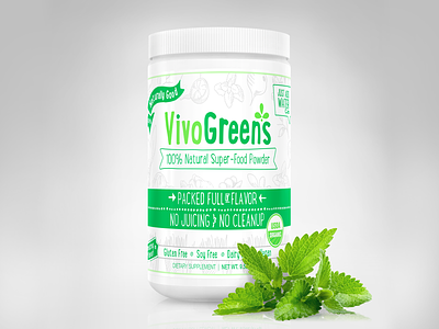VivoGreens Package Label green health food healthy mint super food supplement vivo vivo greens