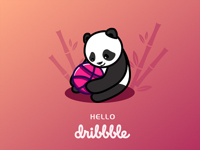 Hello Dribbble! cartoon pandas ui 插图 设计