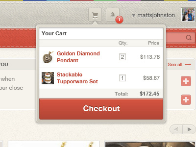 Tailored Cart app button cart checkout drop down ui web app