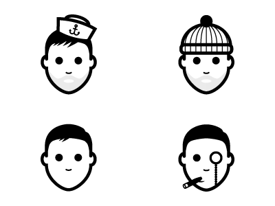 My First Work in Illustrator beanie cigar face fisherman hat icon illustration man monocle rich sailor symbols